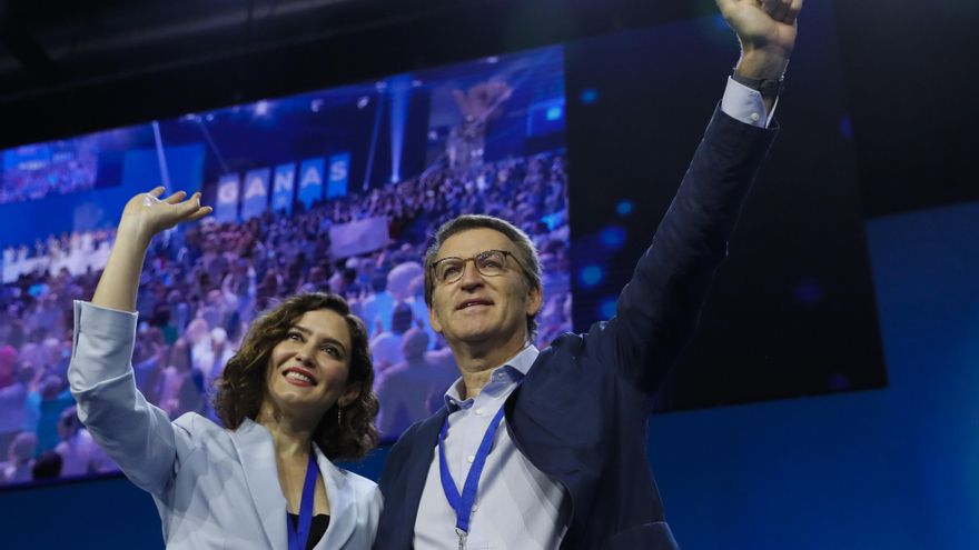 Alberto Núñez Feijóo e Isabel Díaz Ayuso, en la jornada de clausura del Congreso PP de Madrid