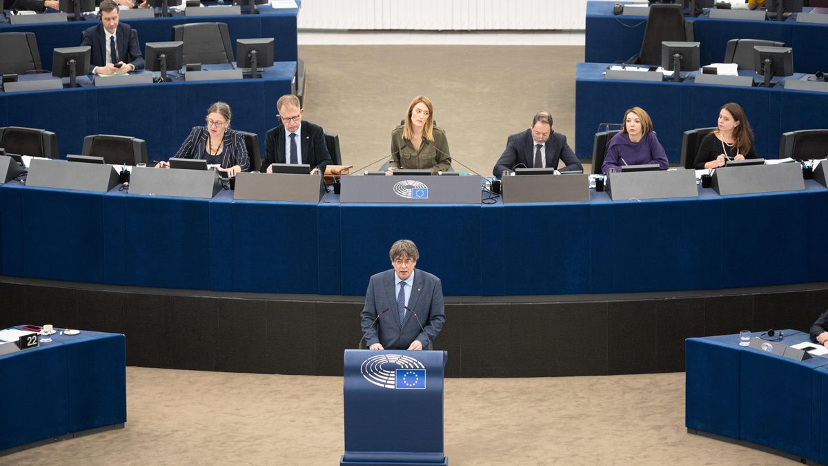 El expresidente de la Generalitat Carles Puigdemont ante el Parlamento Europeo