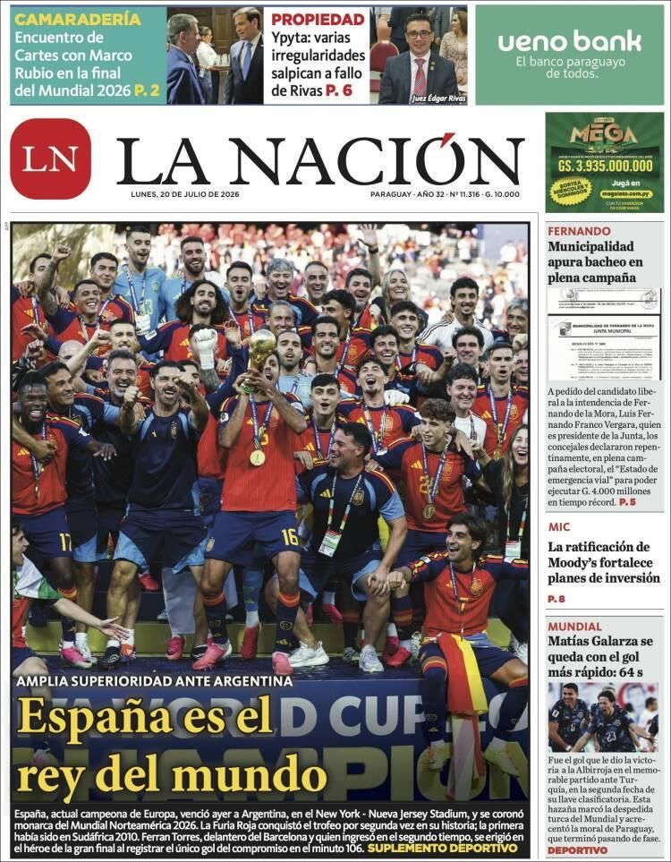 Las lágrimas de Messi y el título de España, en las tapas de los diarios del mundo