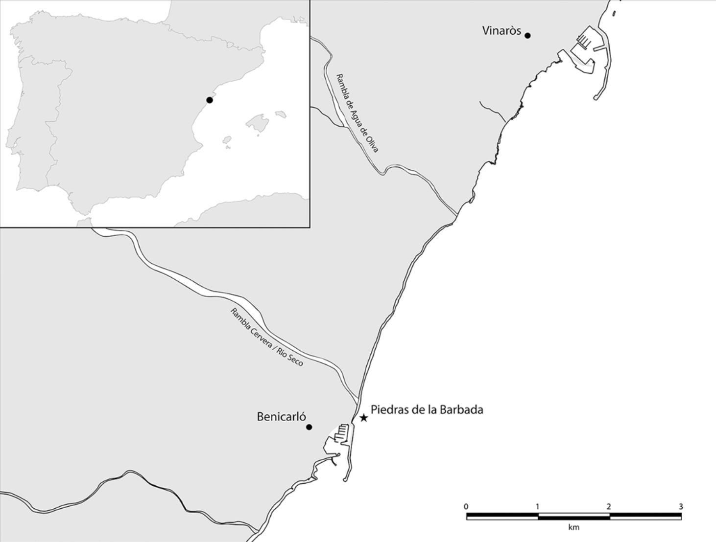 Ubicación del yacimiento de Piedras de la Barbada