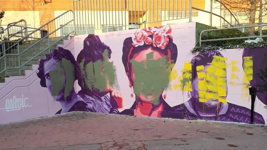 La réplica del mural feminista de Ciudad Lineal, que se pintó el pasado 6 de marzo junto a la estación de Getafe Central / Ayuntamiento de Getafe