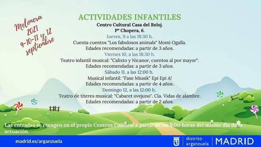 Lista de actividades infantiles en las Fiestas de la Melonera 2021