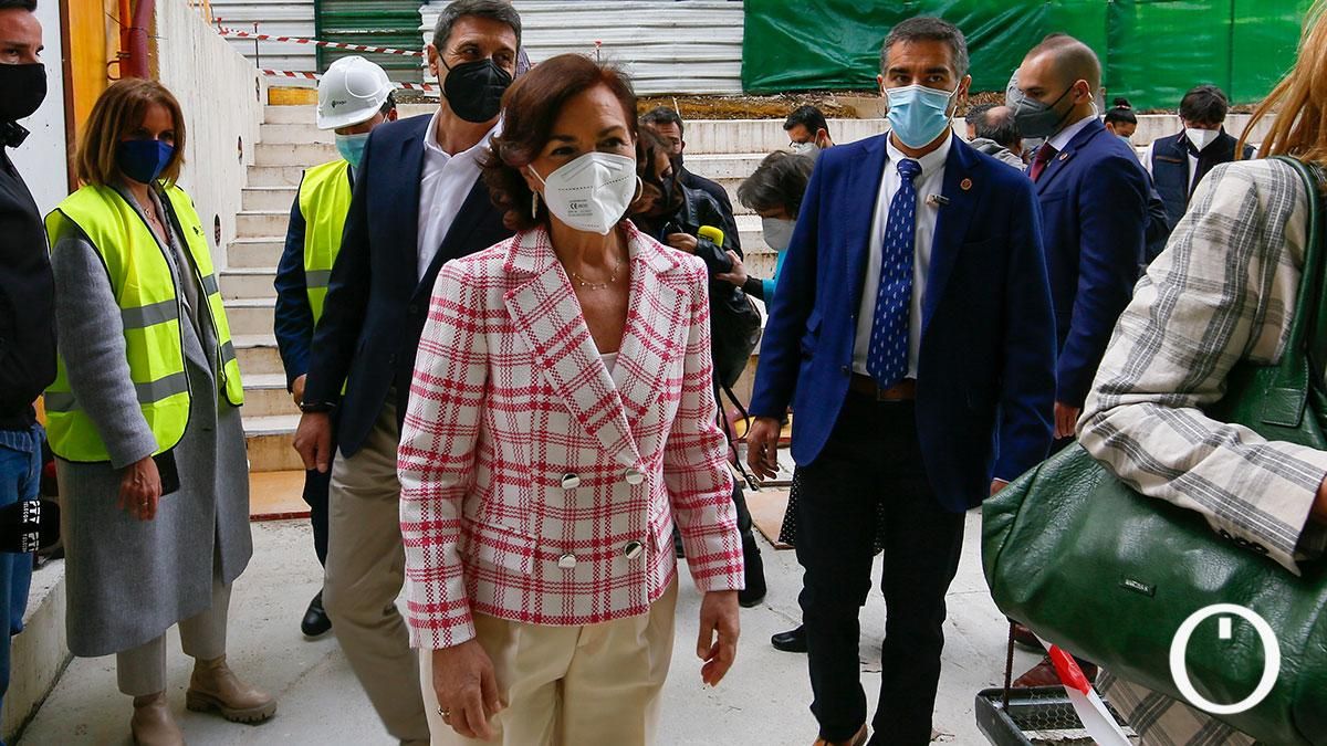 La vicepresidenta del Gobierno Carmen Calvo visita las obras de la Biblioteca del Estado