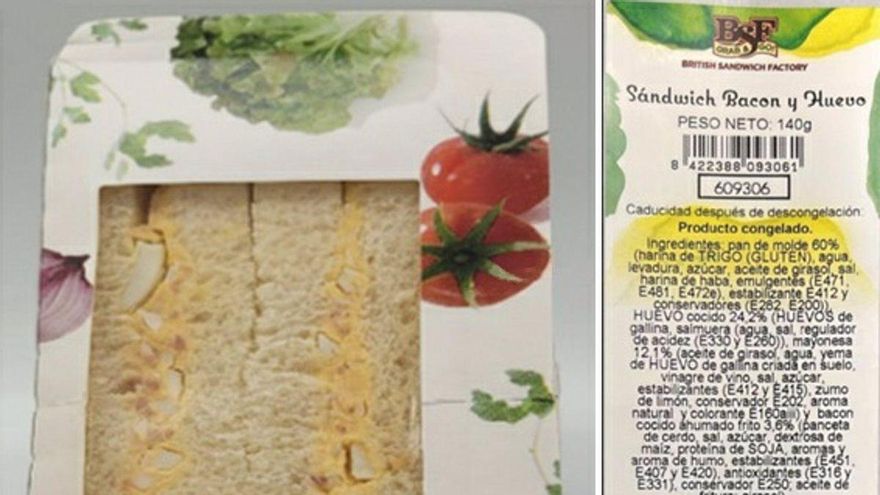 Alerta alimentaria por presencia de apio y mostaza no declarados en sándwich de bacon y huevo congelado