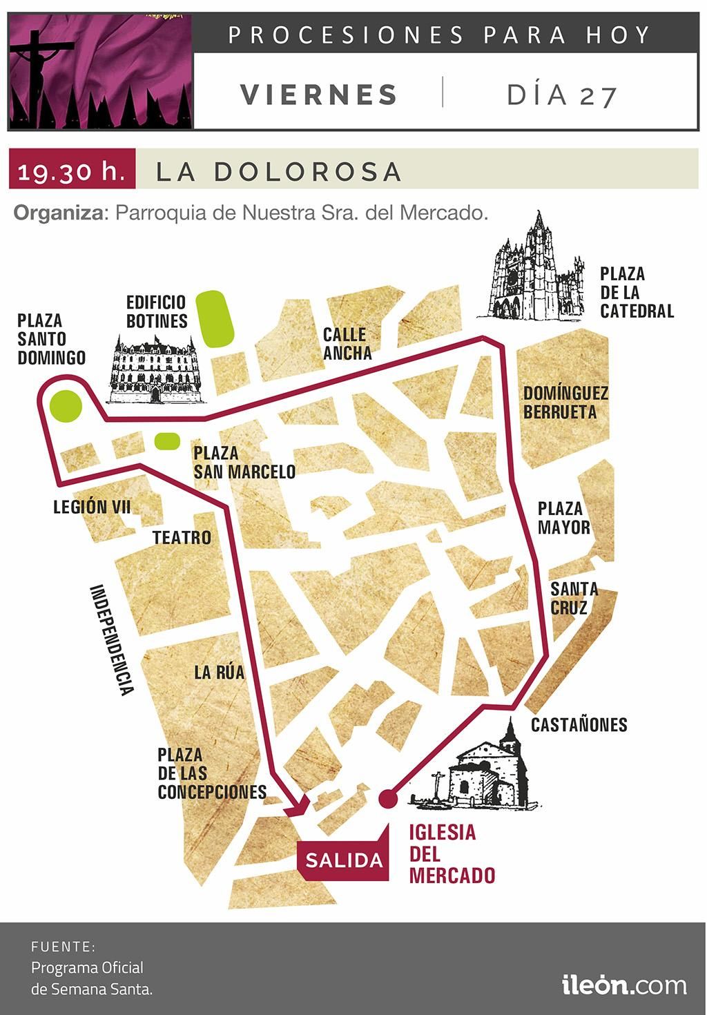 Procesión de La Dolorosa, de la Semana Santa de León 2026.