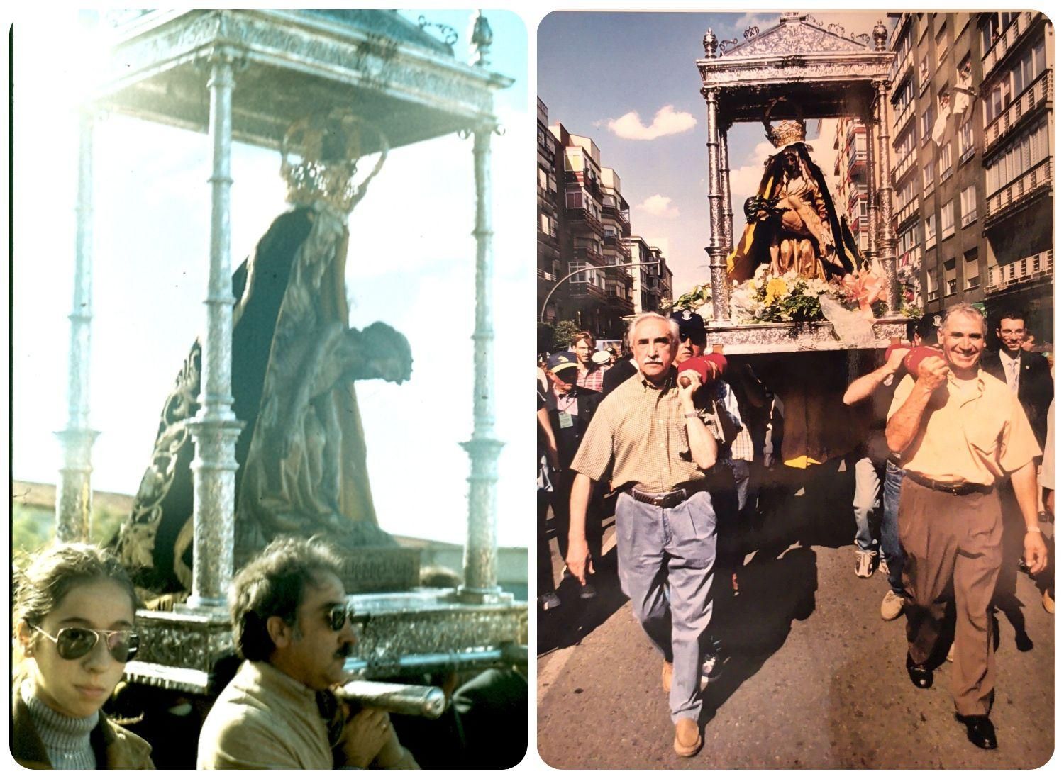 Dos momentos en los que procesiona Máximo Soto.