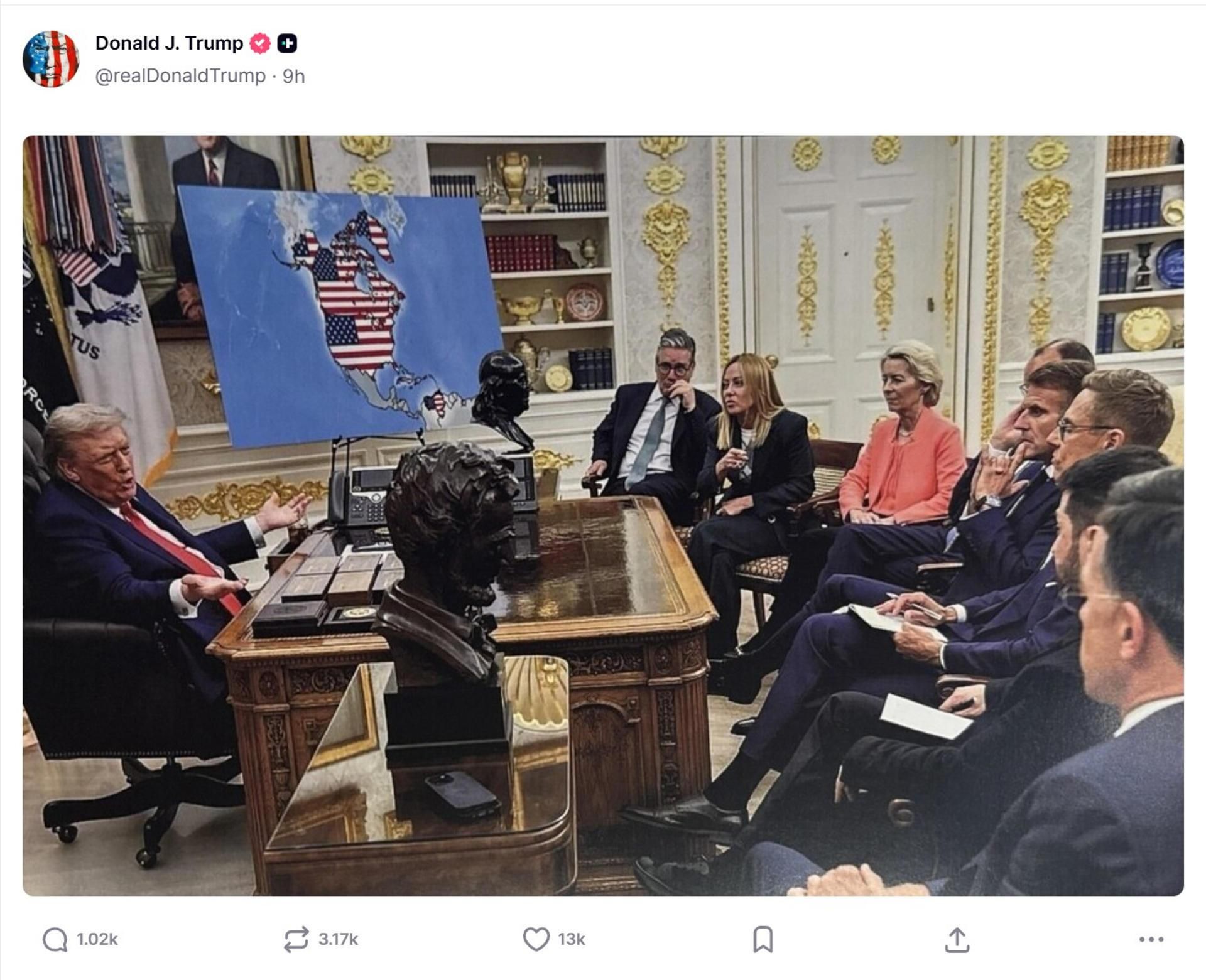 Fotografía tomada de la cuenta oficial @realDonaldTrump en la red social Truth Social del presidente de Estados Unidos, Donald Trump. EFE/ @realdonaldtrump