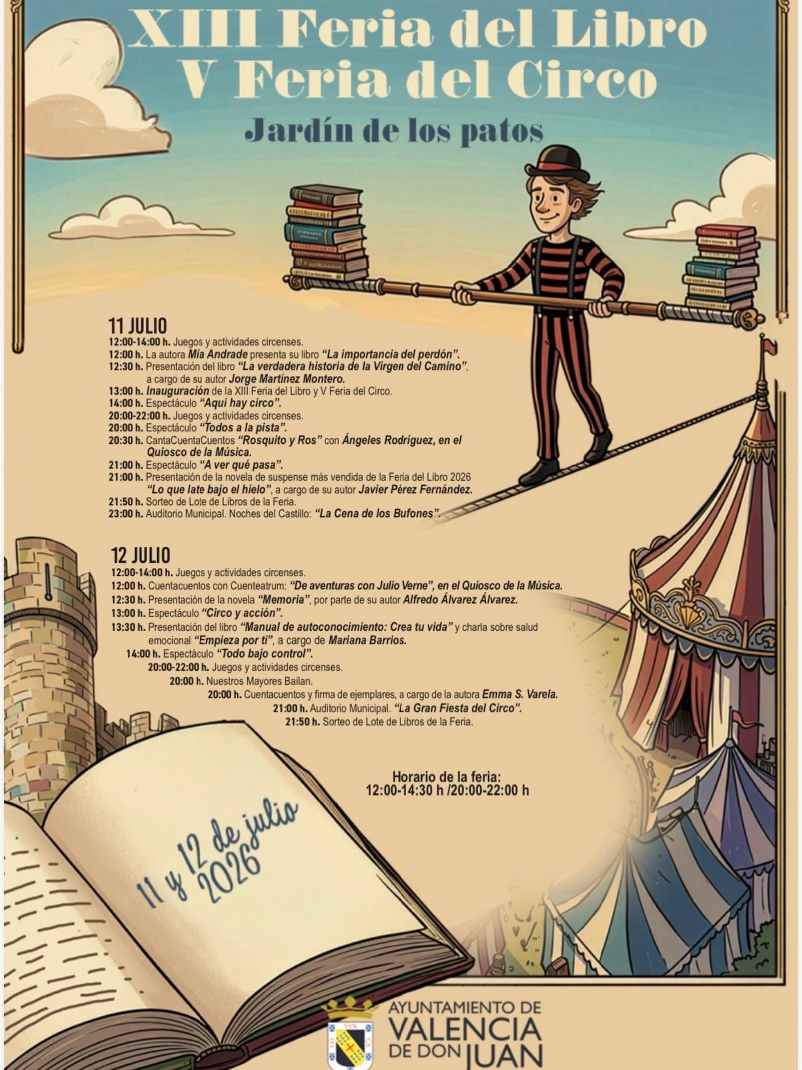 Programación de la Feria del Libro y Circo de Valencia de Don Juan.