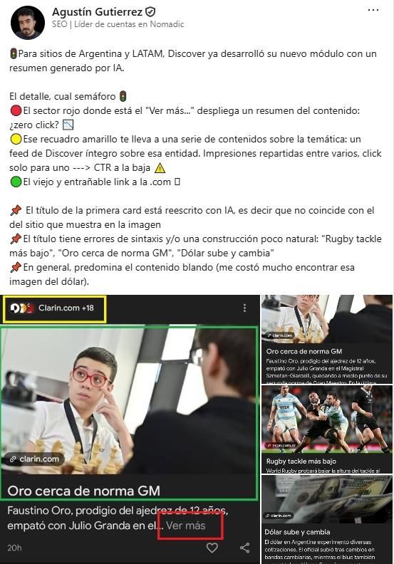 Publicación en LinkedIn de Agustín Gutiérrez, especialista en SEO