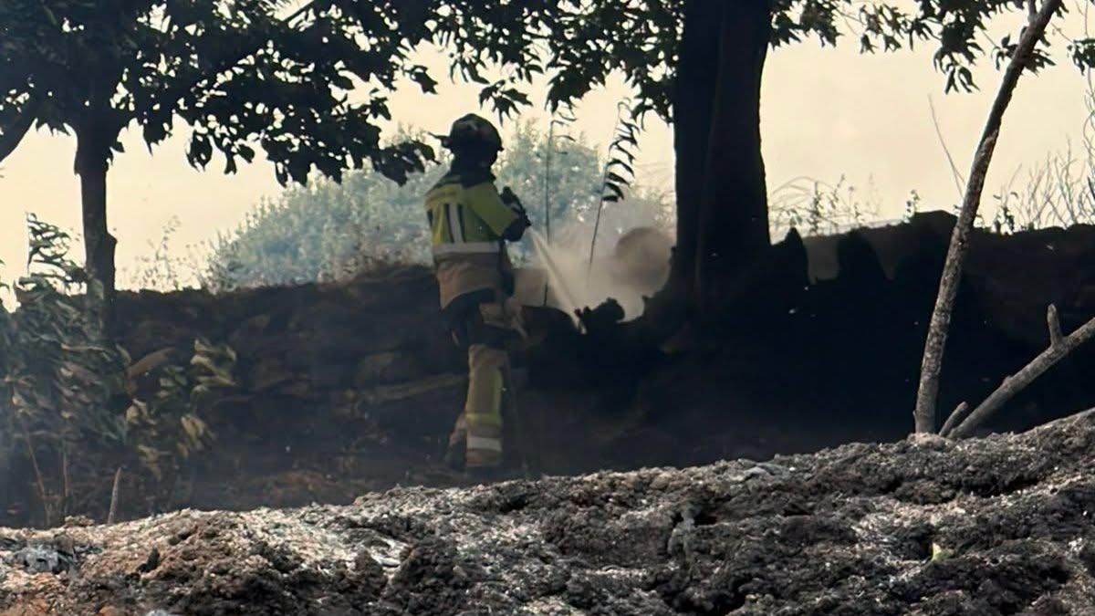 Bomberos de la Diputación colaborando en el incendio de Veguellina.