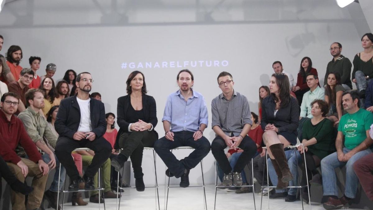 Los líderes de Podemos Sergio Pascual, Carolina Bescansa, Pablo Iglesias, Iñigo Errejón e Irene Montero, en una imagen de archivo.