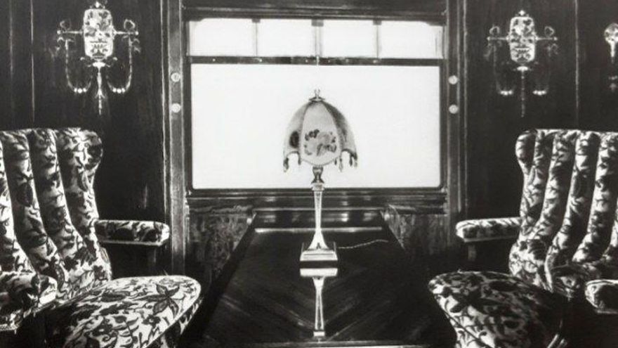 Interior de un tren en 1929