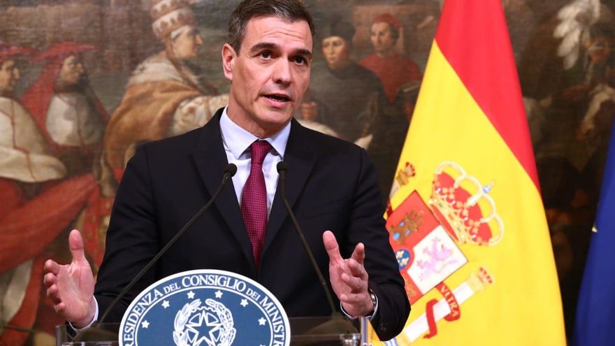 El presidente del Gobierno, Pedro Sánchez, tras la reunión con la primera ministra de Italia, Giorgia Meloni, en Roma.
