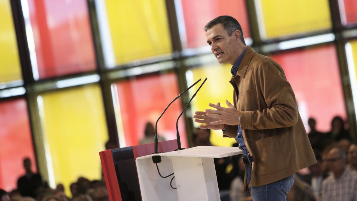 Pedro Sánchez, este domingo en un acto en León.