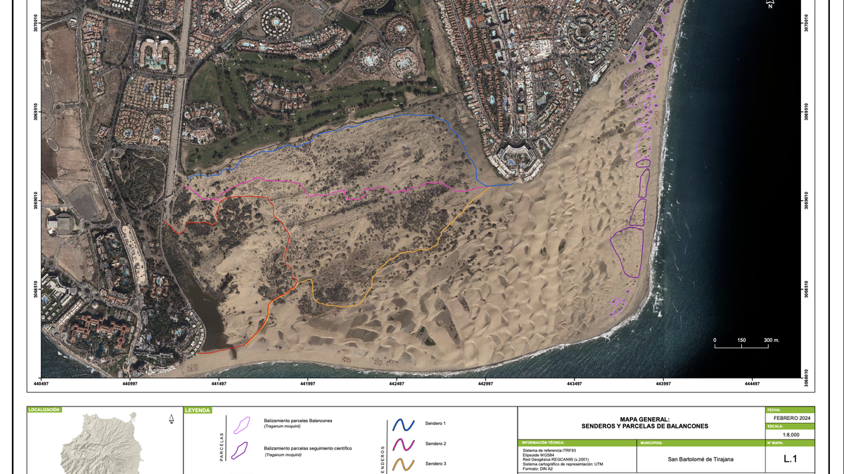 Senderos y parcelas de balancones.