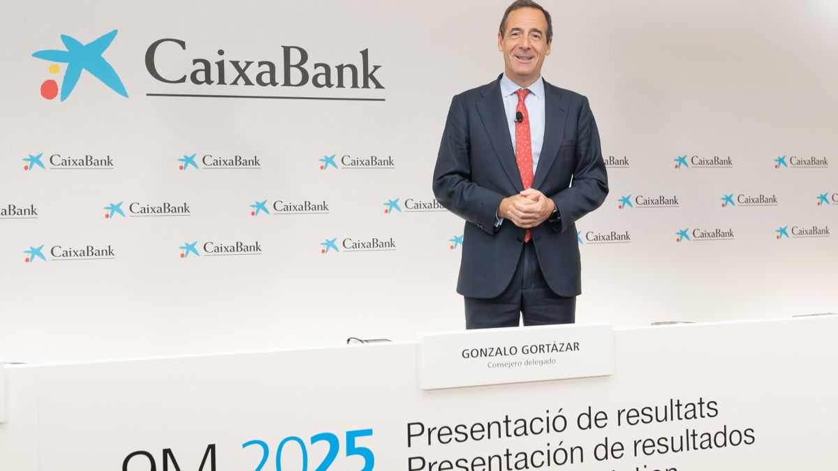 Gonzalo Gortázar, consejero delegado de CaixaBank, en la presentación de resultados  de la entidad.