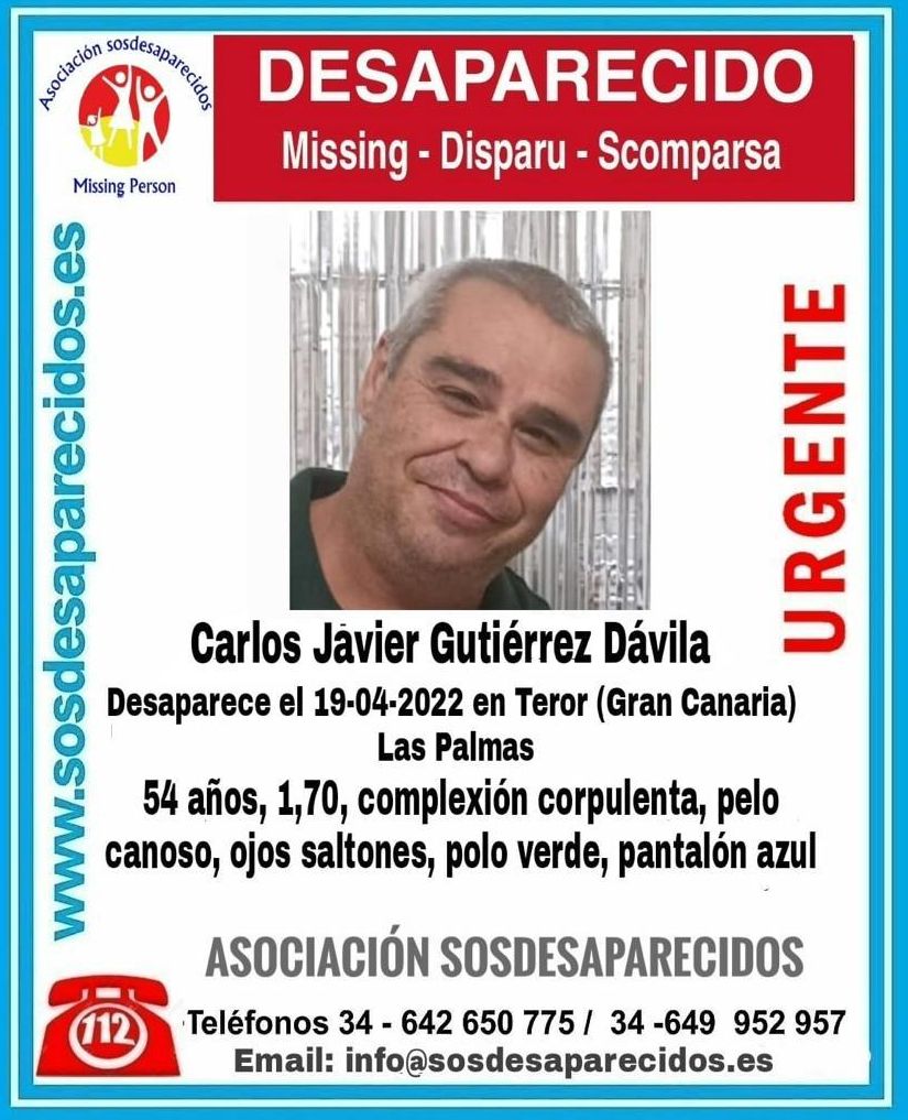 Cartel de la desaparición de Carlos Javier Gutiérrez