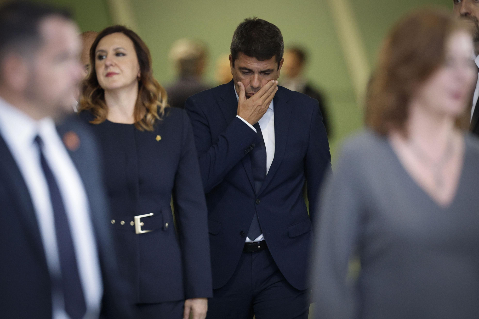 Mazón llega al funeral por las víctimas de la dana de Valencia.