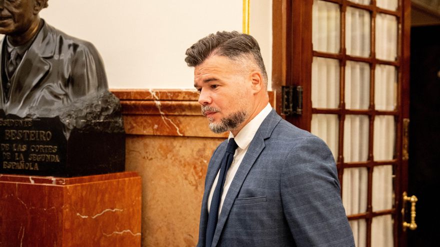 El portavoz de ERC en el Congreso, Gabriel Rufián, a su salida de una sesión plenaria