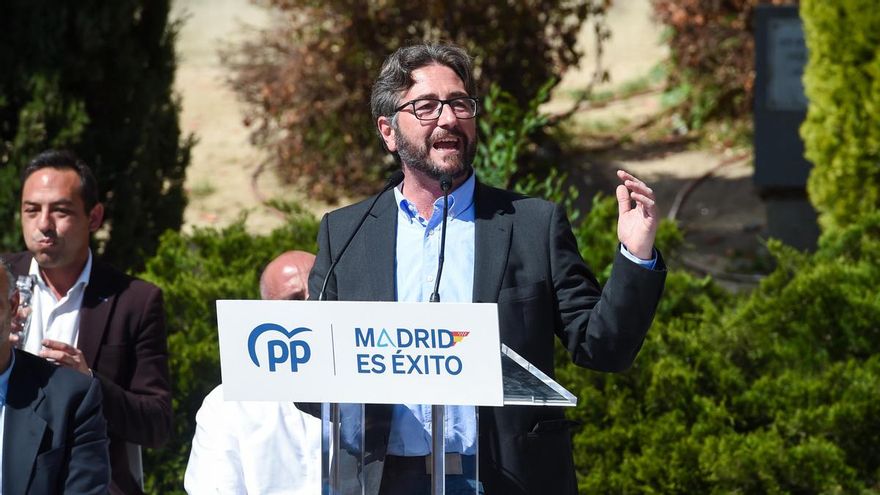El alcalde de Pinto, Salomón Aguado, durante un acto de campaña del PP.