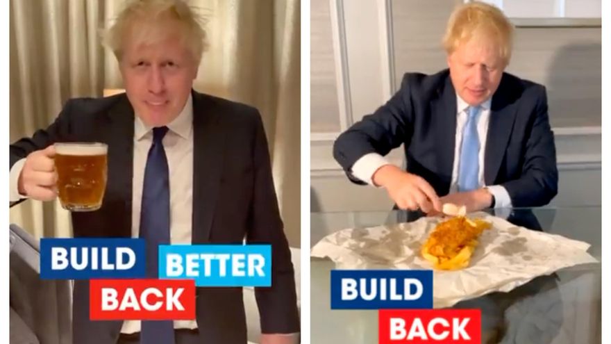 Cerveza, mantequilla y 'fish and chips': la campaña burlesca de Boris Johnson en medio del caos post-Brexit