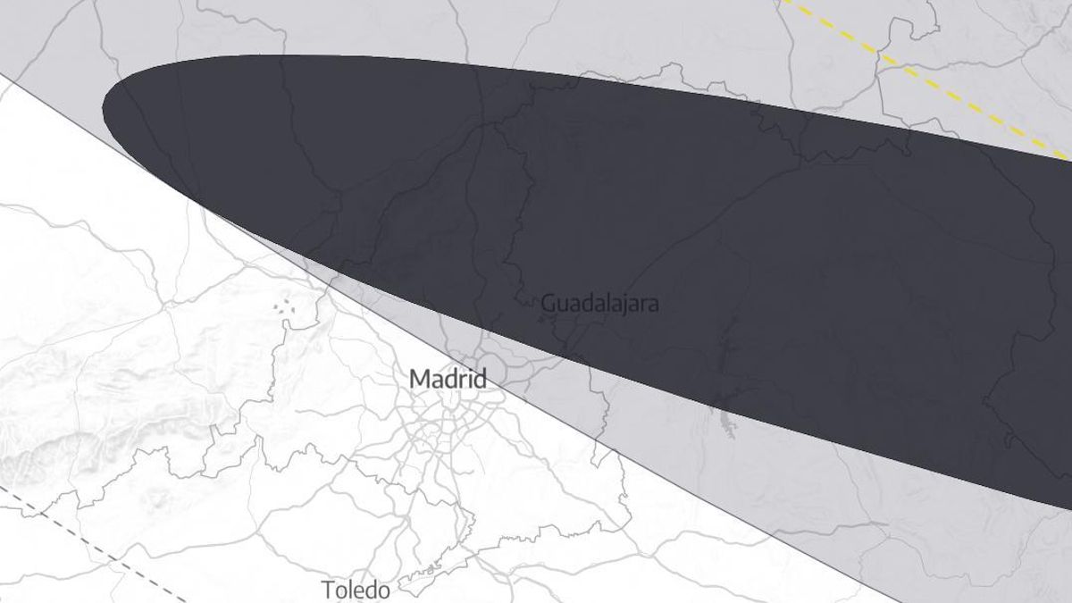 Mapa de la Comunidad de Madrid durante el eclipse