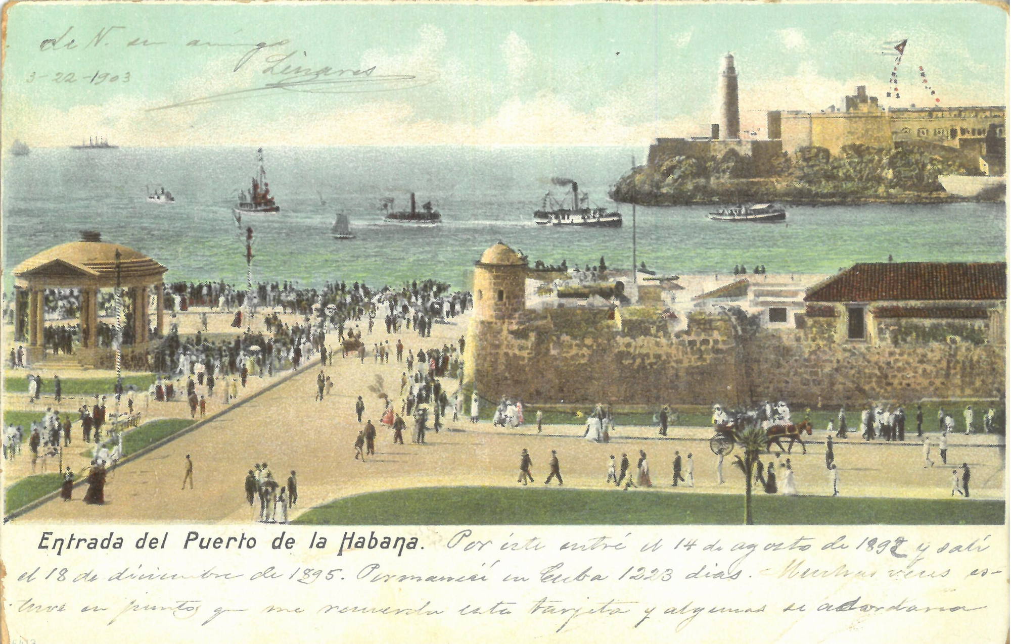 Entrada del Puerto de La Habana, hacia 1892-1903. Foto: Colección de postales de la familia Sosvilla Massieu