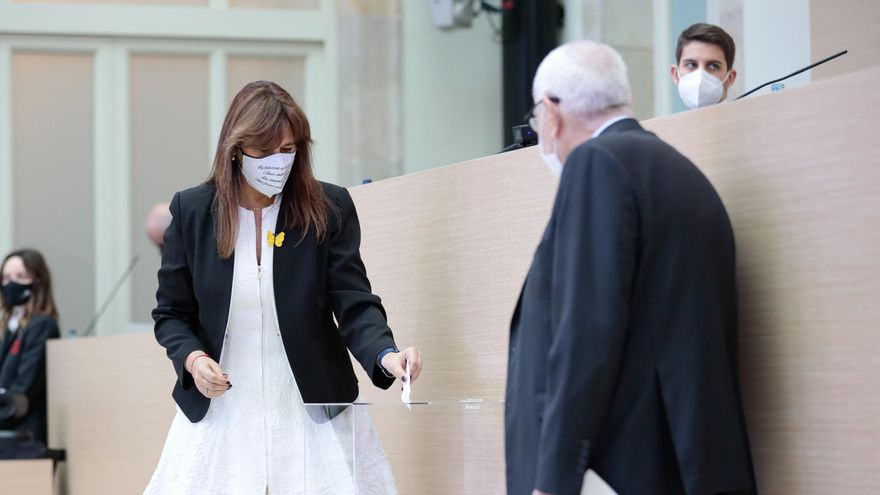 Laura Borràs, durante el pleno del Parlament