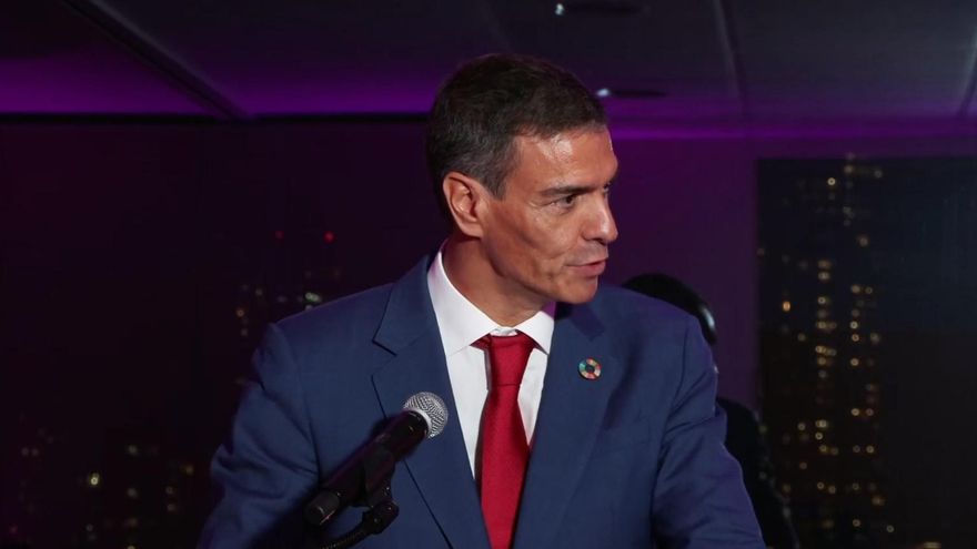 El presidente del Gobierno, Pedro Sánchez, en su discurso durante la iniciativa "He for she" de ONU Mujeres. el 24 de septiembre de 2025