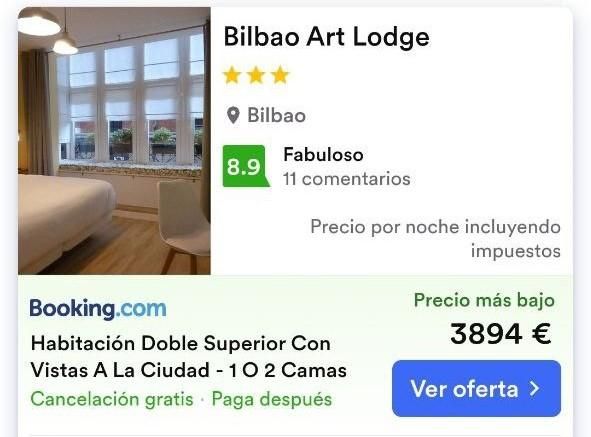 Captura de pantalla de una de las habitaciones más caras en Bilbao.