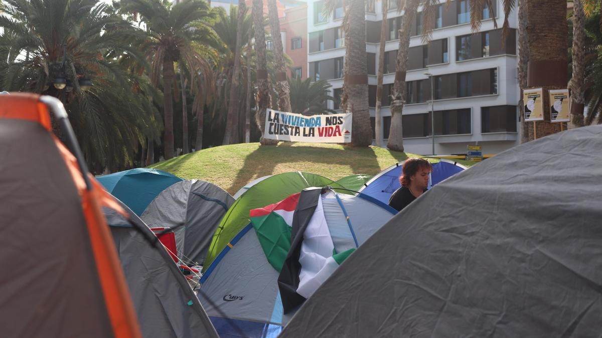 Así avanza la acampada por la vivienda en Las Palmas de Gran Canaria: todas las imágenes