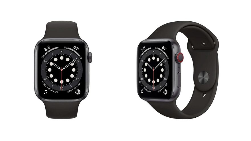 Apple Watch Series 6 GPS + Cellular 44mm aluminio en gris espacial con correa deportiva negra