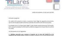 Circular que Lares envió a sus socios y en la que estaba el protocolo de no derivación de ancianos a los hospitales.