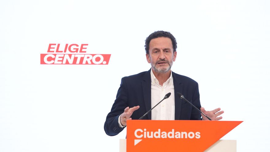 El portavoz de la Ejecutiva de Ciudadanos y candidato a la Presidencia de la Comunidad de Madrid, Edmundo Bal, durante una rueda de prensa en la sede del partido.