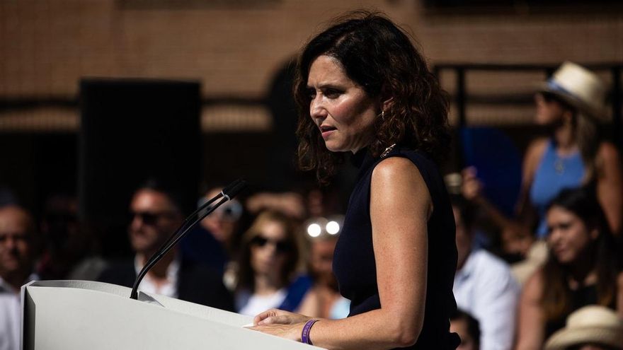 La presidenta del PP regional y de la Comunidad de Madrid, Isabel Díaz Ayuso, interviene en el inicio del curso político del PP de Madrid, a 5 de septiembre de 2025, en Arganda del Rey, Madrid