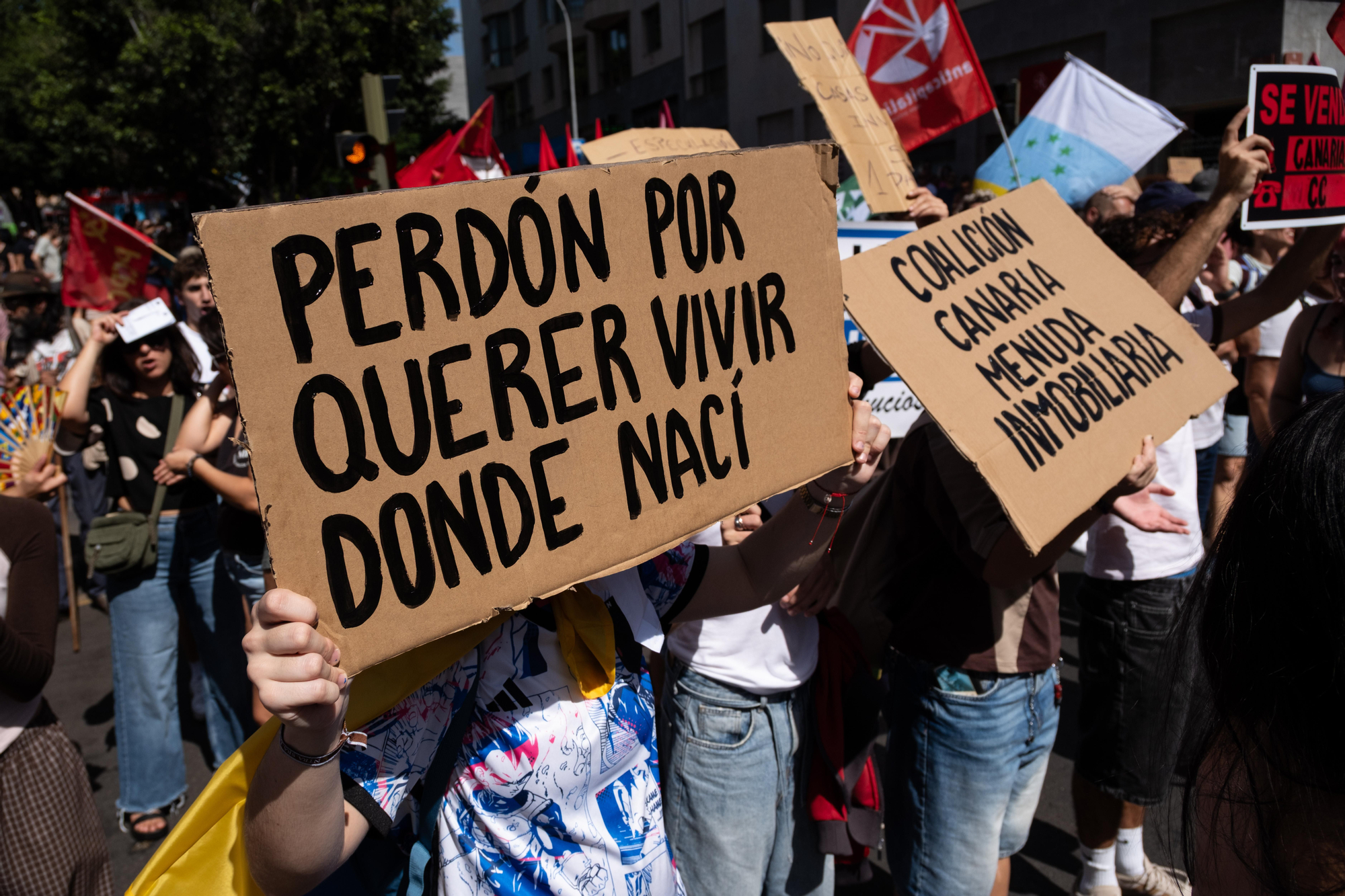 Miles de canarios han salido a la calle este sábado en Santa Cruz de Tenerife, para alzar la voz contra la especulación