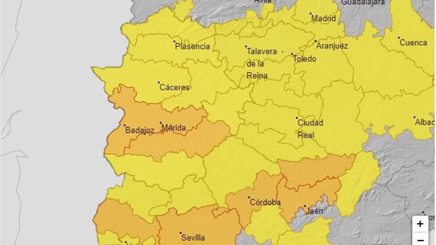 La alerta naranja y amarilla por calor se extiende el domingo ya a toda Extremadura