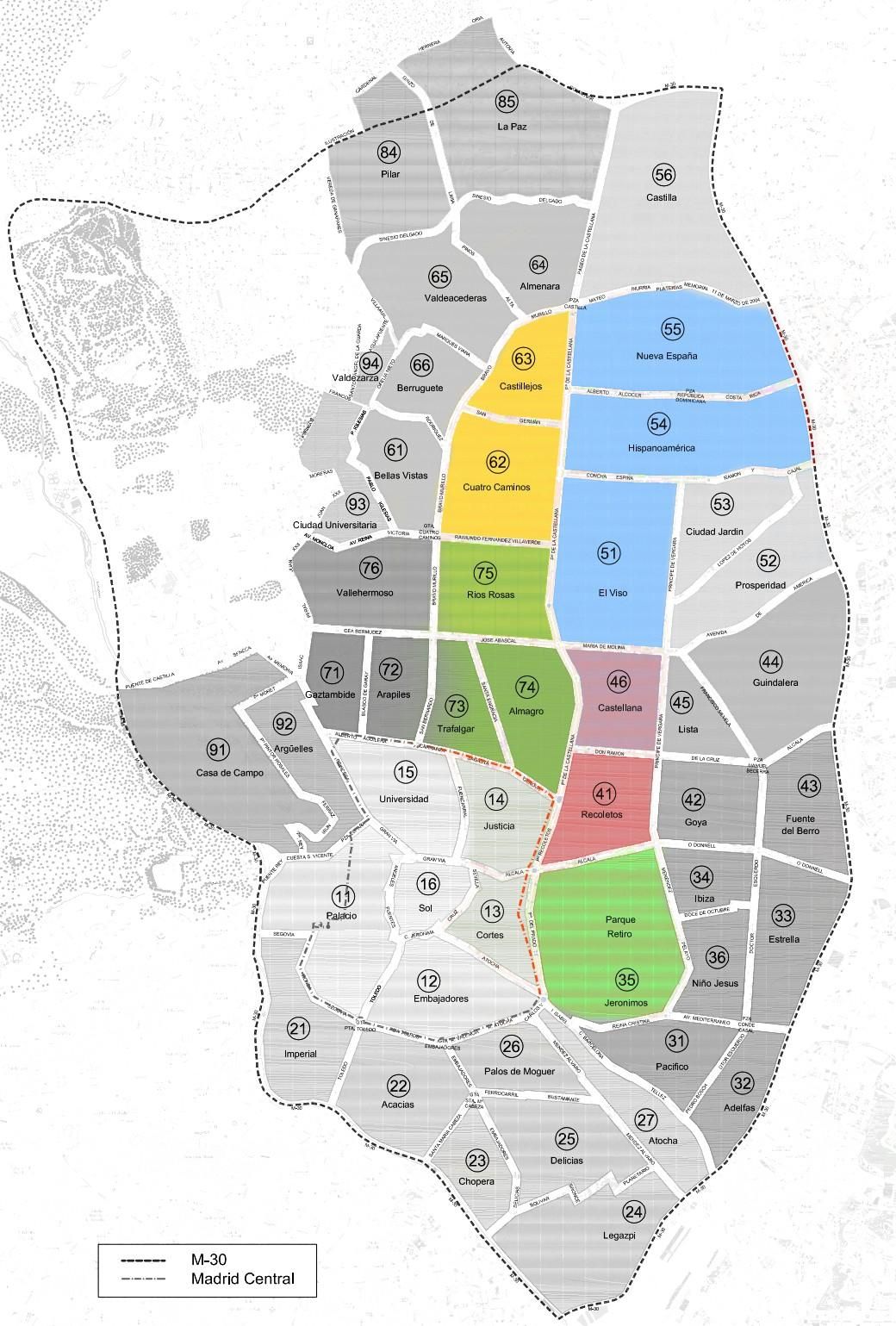 Barrios con parquímetros que podrán aparcar en el resto de la ciudad