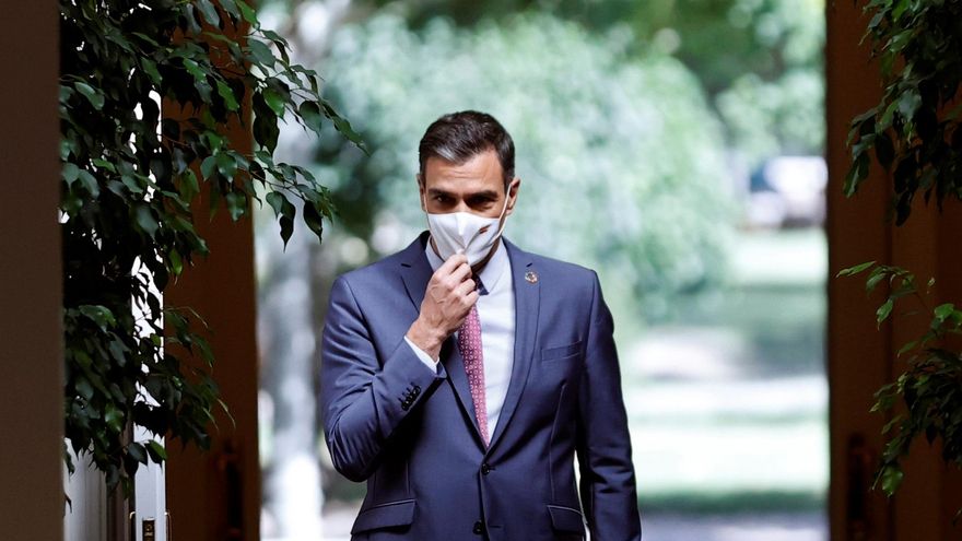El presidente del Gobierno, Pedro Sánchez, hoy antes de hacer balance del curso político. EFE/ Emilio Naranjo