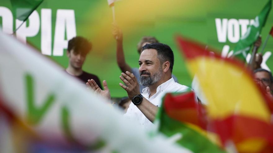 Santiago Abascal en el acto de final de campaña de Vox