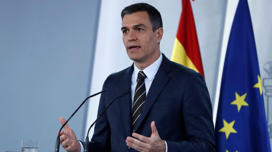 El jefe del Ejecutivo, Pedro Sánchez, durante una rueda de prensa celebrada en el Palacio de la Moncloa. EFE/Mariscal/Archivo