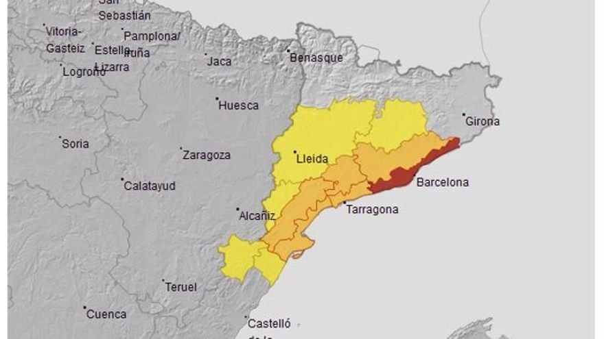 Imagen de los avisos meteorológicos por lluvias de este lunes