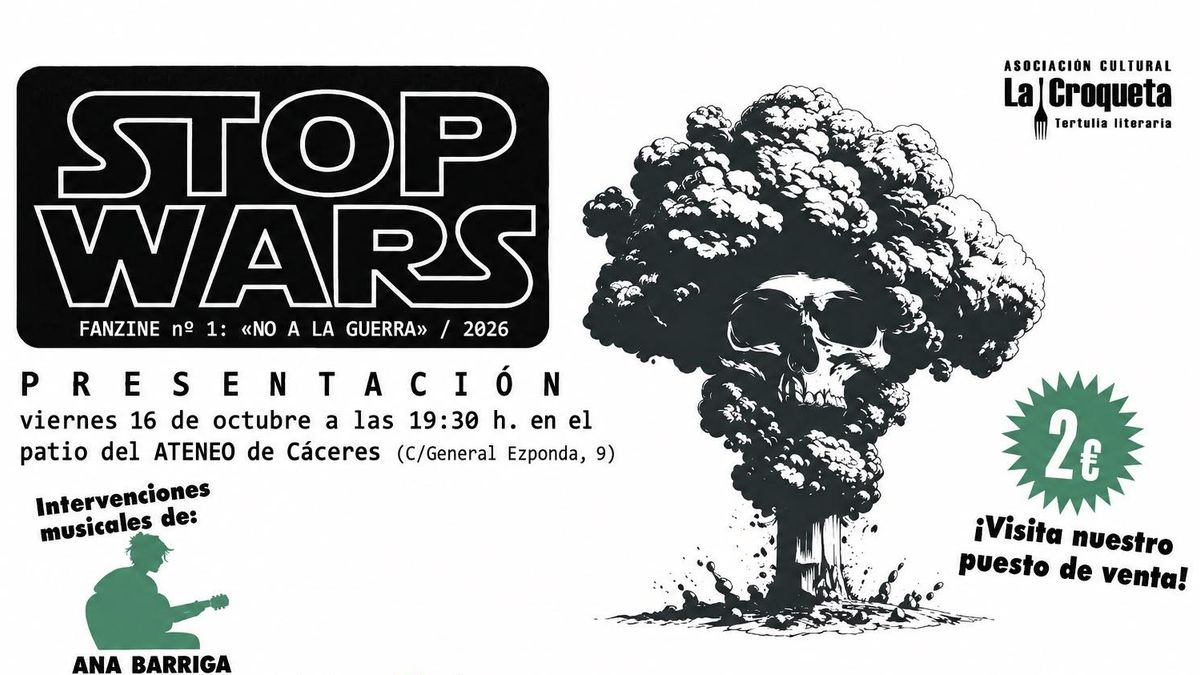 La Asociación Cultural La Croqueta presenta en Cáceres su fanzine ‘No a la guerra’ con fines solidarios