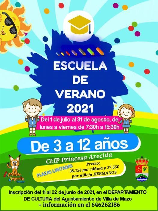 Cartel de la 'Escuela de Verano 2021'  de Villa de Mazo.
