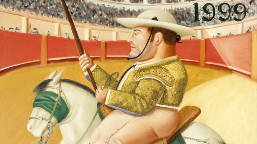 Detalle del cartel que firmó el colombiano Botero en 1999.