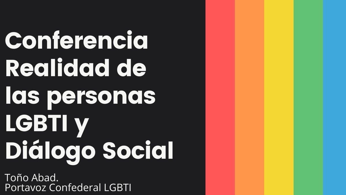 Cartel oficial de la conferencia 'Realidad de las personas LGTBI y Diálogo Social