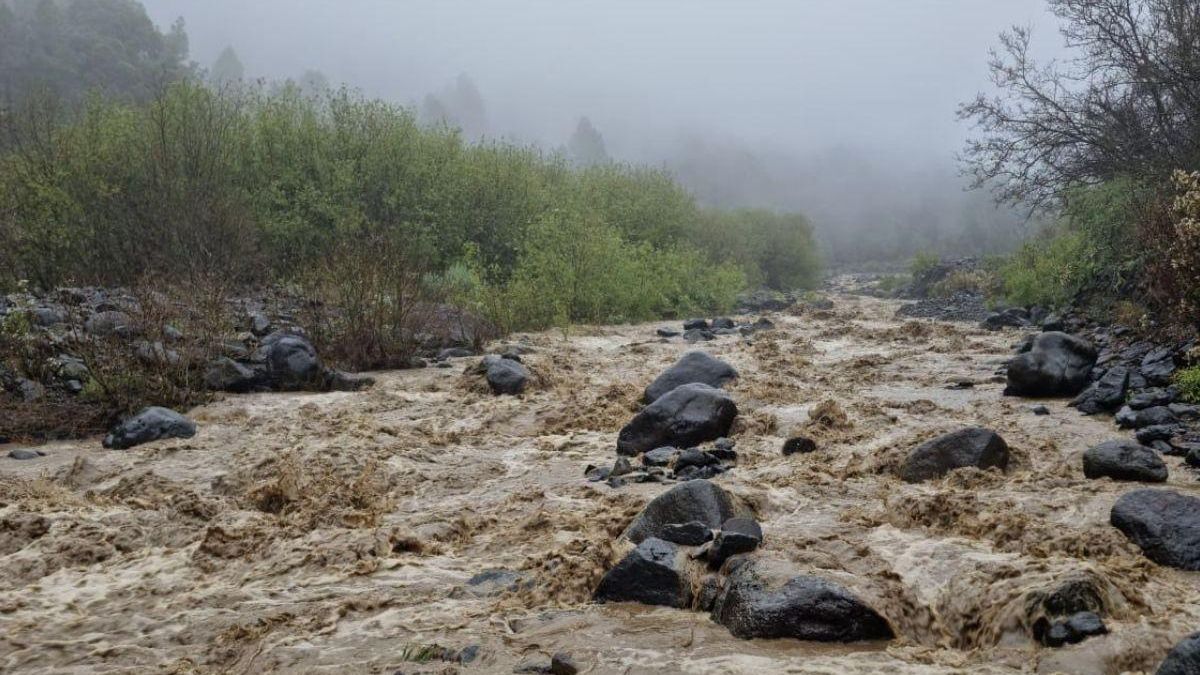 Barranco de Taburiente, en La Caldera, en el término municipal de El Paso, este lunes.