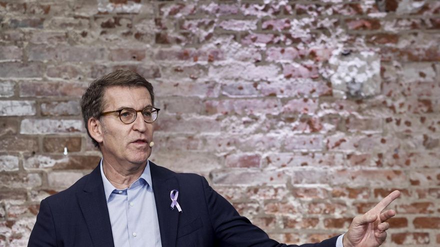 El presidente del PP, Alberto Núñez Feijóo, participa en un acto organizado por el partido por el Día Internacional de la Eliminación de la Violencia contra la Mujer