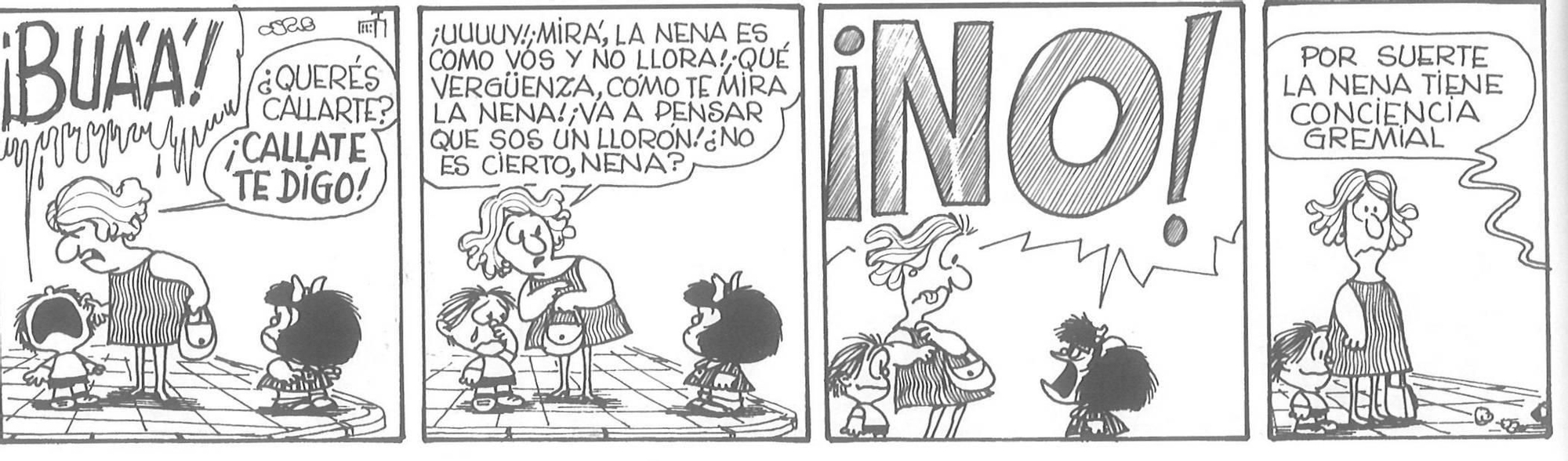 Una tira de Mafalda de Quino.