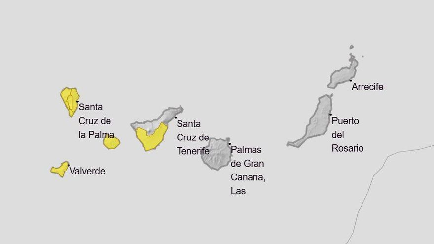 La Aemet actualiza los avisos amarillos por lluvias en Canarias para las próximas horas